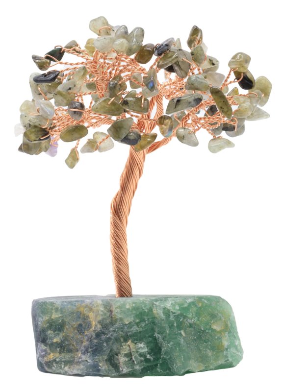 Arbre du Bonheur Labradorite – Base Fluorite 14 cm