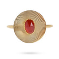 Bague Femme Acier Inoxydable & Agate Rouge – Taille Réglable