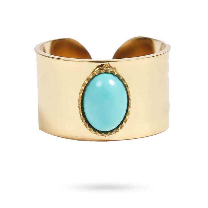 Bague Anna – Acier Inoxydable & Turquoise Pierre Naturelle