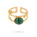 Bague Femme Acier Inoxydable – Pierre Naturelle Malachite Étoile