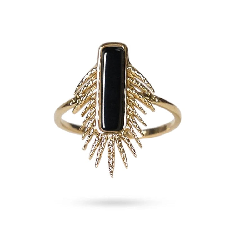 Bague Suzie – Acier Inoxydable & Agate Noire Pierre Naturelle