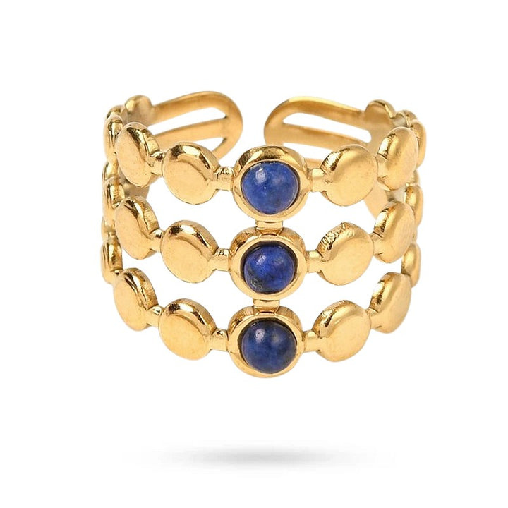 Bague Femme Acier Inoxydable Pierre Naturelle Lapis Lazuli