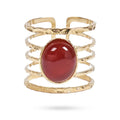 Bague Femme Romy – Acier Inoxydable & Agate Rouge Naturelle