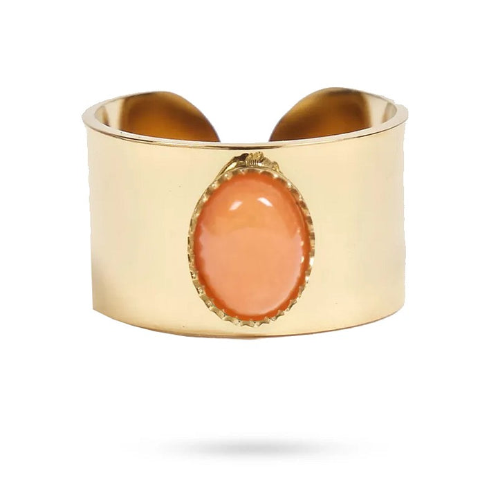 Bague Anna – Acier Inoxydable & Pierre de Soleil Naturelle