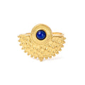 Bague Femme Acier Inoxydable Soleil Pierres Naturelles Lapis Lazuli – Taille Réglable