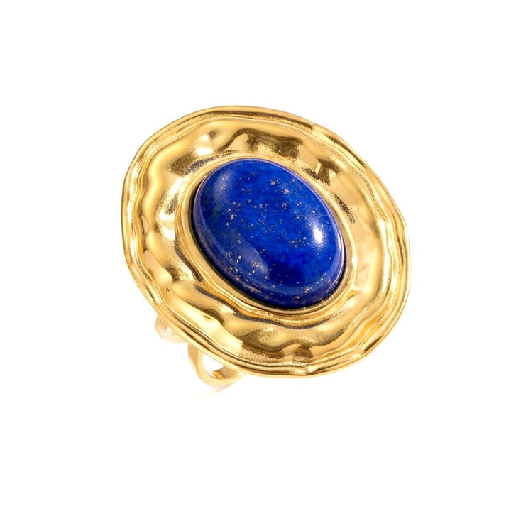 Bague Acier Inoxydable Pierre Naturelle Lapis Lazuli – Réglable