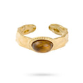 Bague Femme Acier Inoxydable Martelée Pierre Naturelle Œil de Tigre