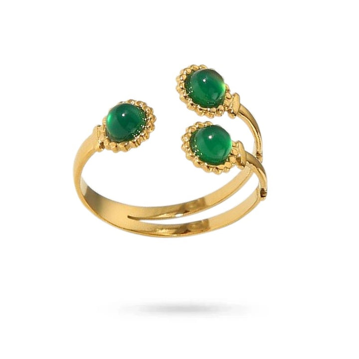 Bague Femme Acier Inoxydable · Pierre Naturelle Aventurine