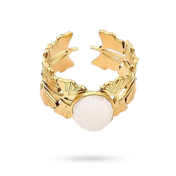 Bague Femme Acier Inoxydable – Pierre Naturelle de Lune