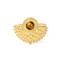 Bague Femme Acier Inoxydable Soleil Pierres Naturelles Œil de Tigre – Taille Réglable