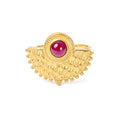 Bague Femme Acier Inoxydable Soleil Pierres Naturelles Agate Rouge – Taille Réglable