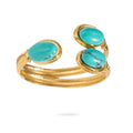 Bague Femme Acier Inoxydable Doré Pierre Naturelle Turquoise – Taille Réglable