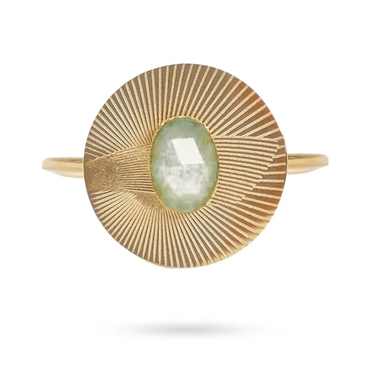 Bague Femme Acier Inoxydable & Amazonite – Taille Réglable