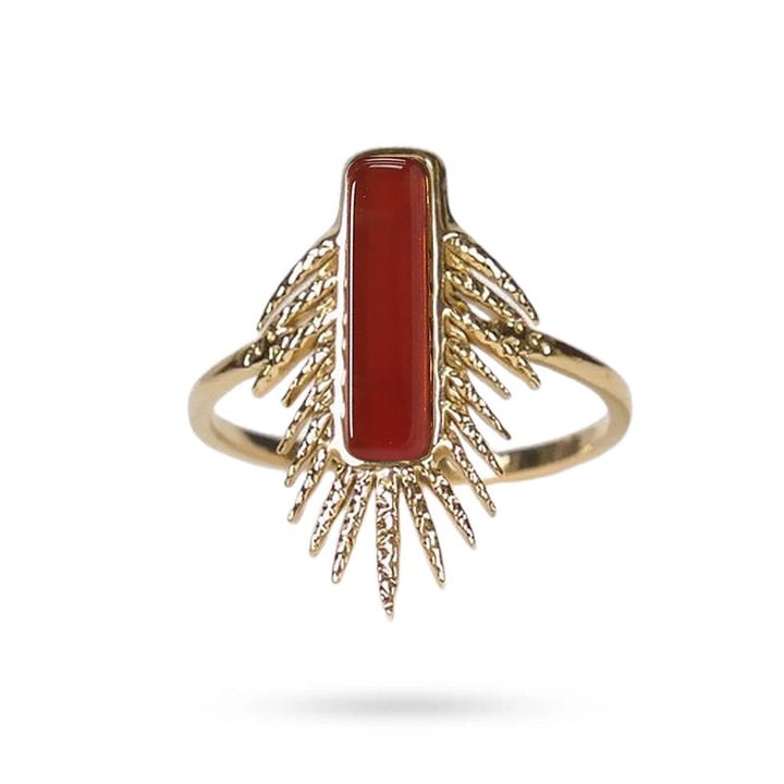 Bague Suzie – Acier Inoxydable & Agate Rouge Pierre Naturelle
