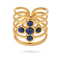 Bague Femme Acier Inoxydable – 4 Pierres Naturelles Lapis Lazuli