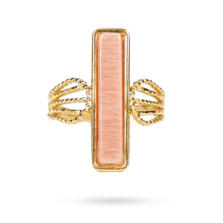 Bague Femme Charlotte – Acier Inoxydable & Pierre Naturelle du Soleil