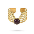 Bague Femme Acier Inoxydable Pierre Naturelle Améthyste