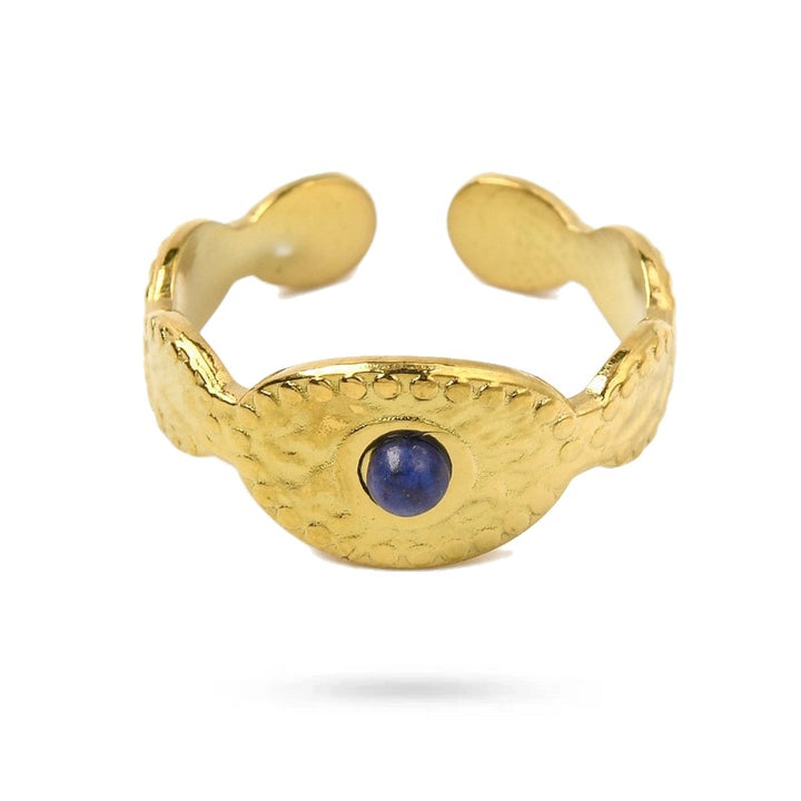 Bague Femme Acier Inoxydable – Pierre Naturelle Lapis Lazuli Ovale