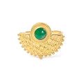 Bague Femme Acier Inoxydable Soleil Pierres Naturelles Agate Verte – Taille Réglable