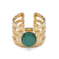 Bague Femme Acier Inoxydable 4 Rangs Pierres Naturelles Amazonite – Taille Réglable