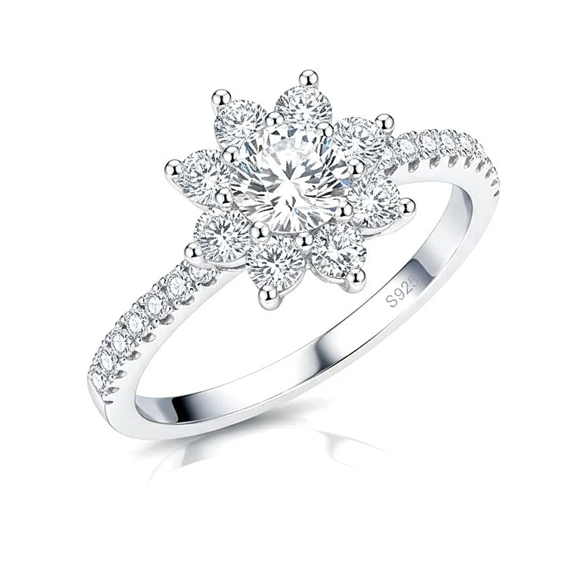 Bague argent 925 ornée de zirconiums Soleil / Bijou Femme Etincelant
