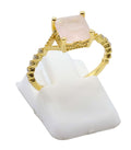 Bague Argent 925 Quartz Rose Carrée - Plaquée Or
