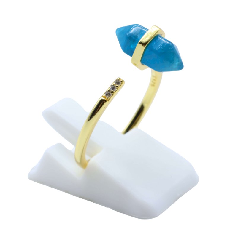Bague Argent 925 Apatite Pointe - Plaquée Or