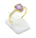 Bague Argent 925 Améthyste Goutte - Plaquée Or