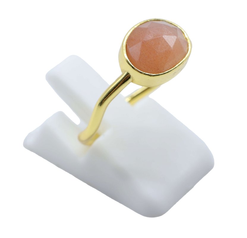 Bague Argent 925 Pierre de Soleil Design - Plaquée Or