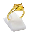 Bague Argent 925 Citrine Naturelle Rectangle - Plaquée Or