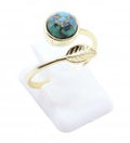 Bague Argent 925 'Feuille d'Or' - Turquoise - Plaquée Or