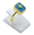 Bague Argent 925 Apatite Rectangle + Charme - Plaquée Or