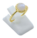 Bague Argent 925 Pierre de Lune Ronde - Plaquée Or