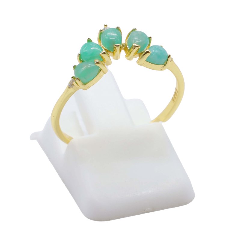 Bague Argent 925 Amazonite Diadème - Plaquée Or