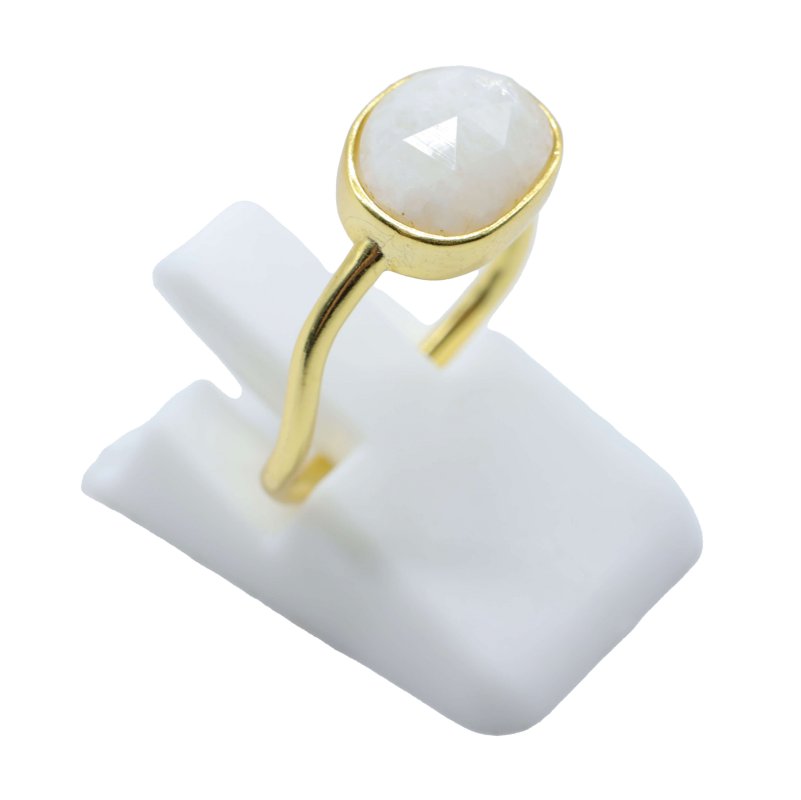 Bague Argent 925 Pierre de Lune Design - Plaquée Or