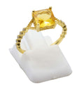 Bague Argent 925 Citrine Naturelle Carrée – Plaquée Or