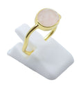 Bague Argent 925 Quartz Rose Design - Plaquée Or