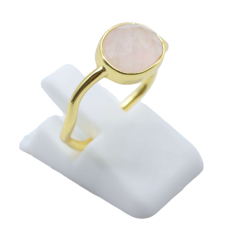 Bague Argent 925 Quartz Rose Design - Plaquée Or