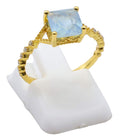 Bague Argent 925 Aigue Marine Carrée – Plaquée Or