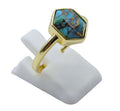 Bague Argent 925 Turquoise Hexagonale - Plaquée Or