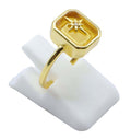 Bague Argent 925 Citrine Rectangle + Charme - Plaquée Or