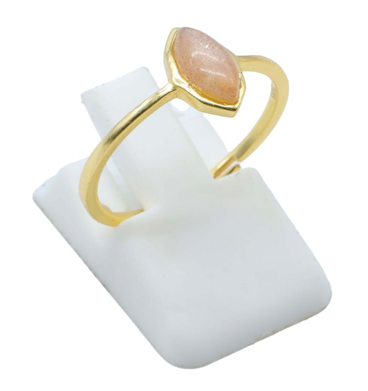 Bague Argent 925 Quartz Rose Marquise - Plaquée Or