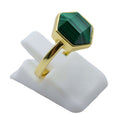 Bague Argent 925 Malachite Hexagonale - Plaquée Or