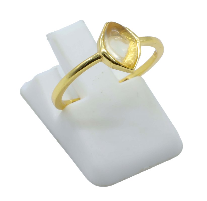 Bague Argent 925 Citrine Marquise - Plaquée Or
