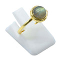 Bague Argent 925 Labradorite Ronde - Plaquée Or