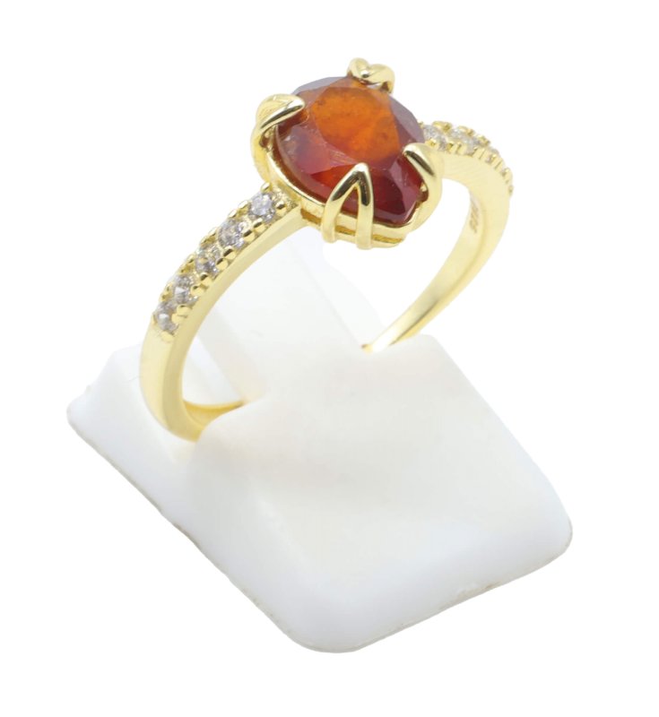 Bague Argent 925 Grenat Goutte - Plaquée Or