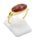 Bague Argent 925 Grenat Ovale - Plaquée Or