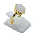 Bague Argent 925 Pierre de Lune Hexagonale - Plaquée Or