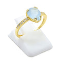 Bague Argent 925 Aigue Marine Goutte - Plaquée Or