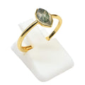 Bague Argent 925 Agate Mousse Marquise - Plaquée Or